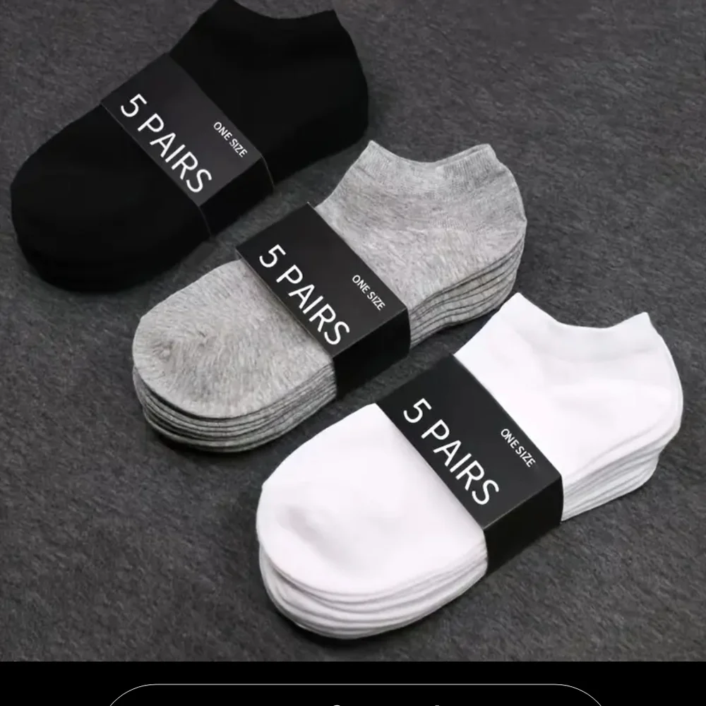BLACK FRIDAY (Buy1Get1pkFREE)Classic Black, Gray, and White Ankle Socks - 5 Pack - Picture 1 of 2